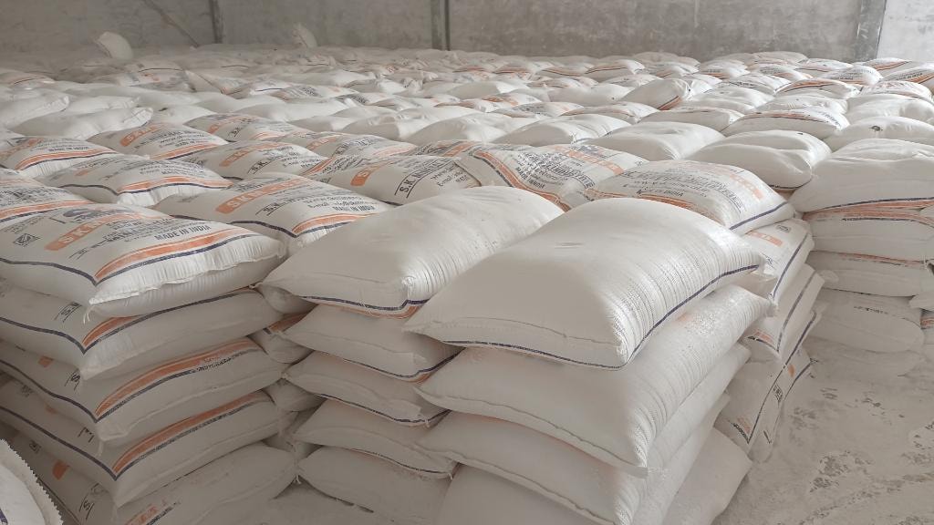 SK Stardust branded 50 kg mineral powder bags stacked in warehouse